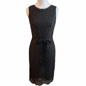 Talbots Petites Lace Sheath Dress with Tie Belt – 6P